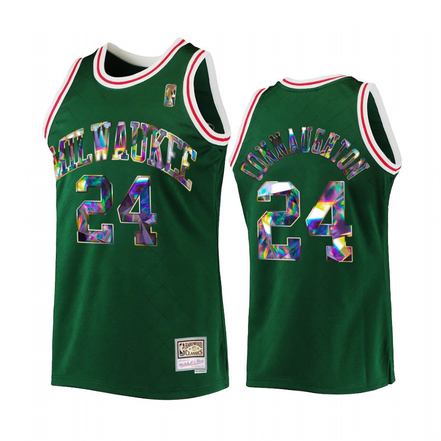 Milwaukee Bucks Pat Connaughton 24 Green NBA 75th Diamond Badge Men Jersey Throwback - JS382 