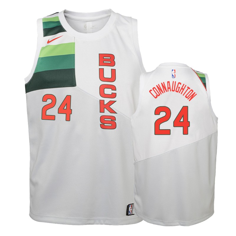 Milwaukee Bucks Pat Connaughton #24 White 2018-19 Earned Jersey -youth