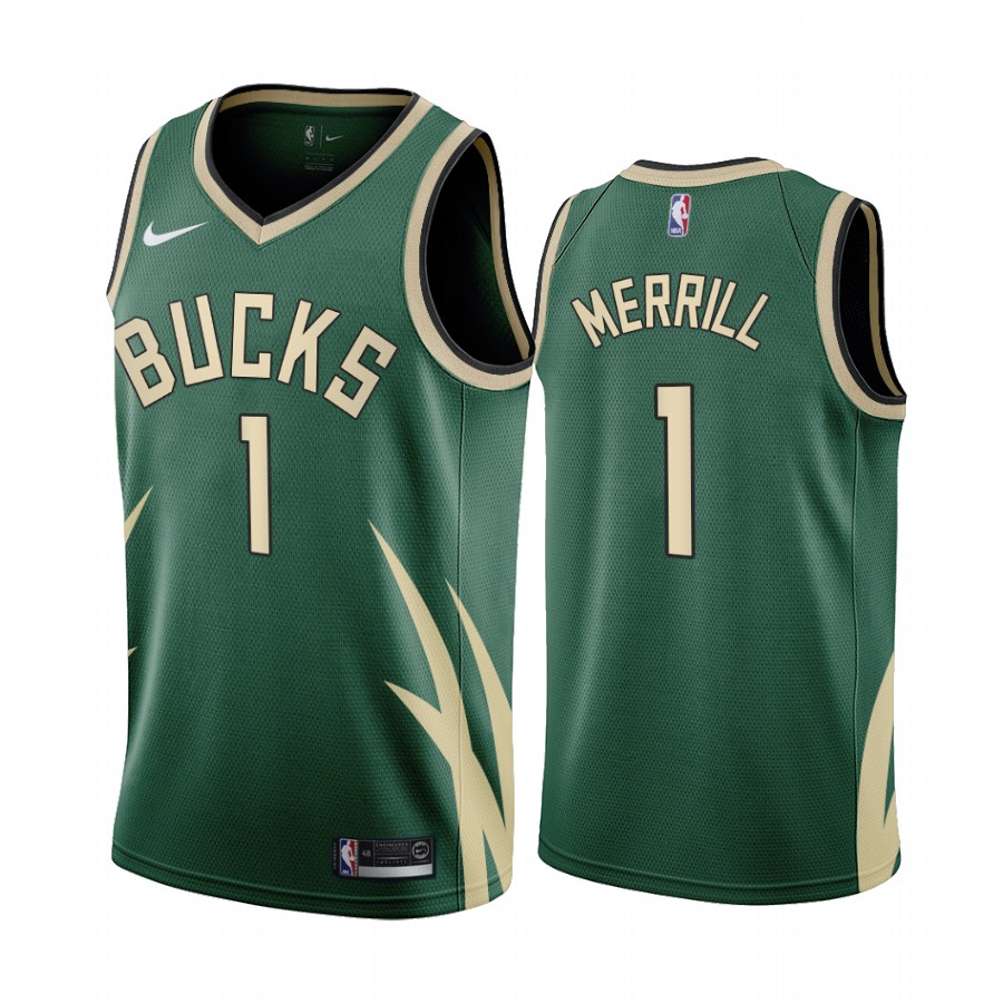 Milwaukee Bucks Sam Merrill #1 White 2020-21 Earned Jersey