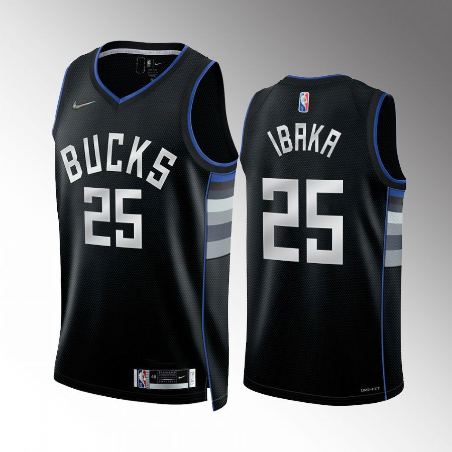 Milwaukee Bucks Serge Ibaka 25 Select Series 2 Black Jersey - JS662 