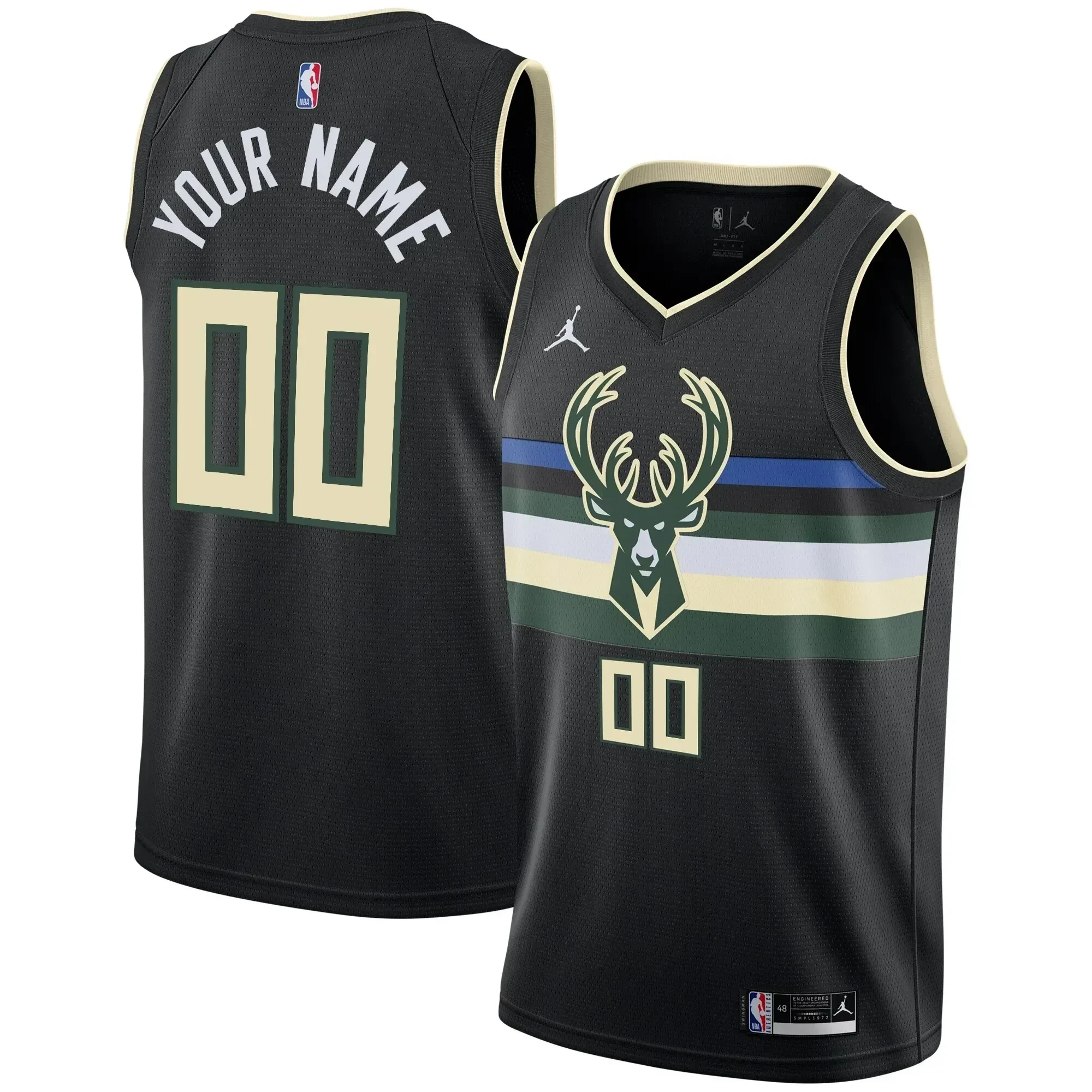 Milwaukee Bucks Swingman Custom Jersey - Statement Edition - Black - JS114 