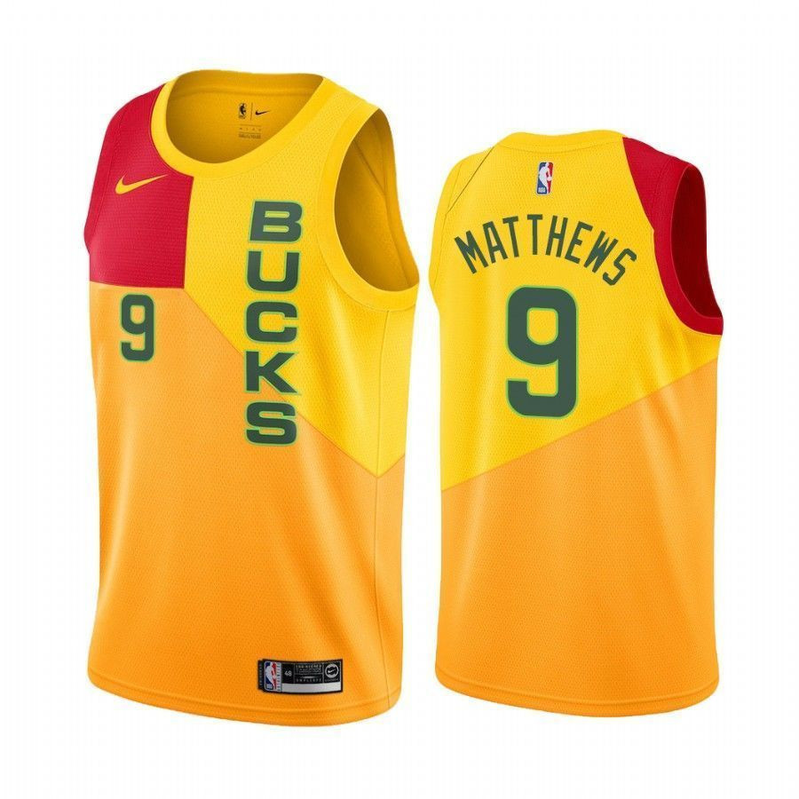 Milwaukee Bucks Wesley Matthews 9 City Men's Jersey - JS397 
