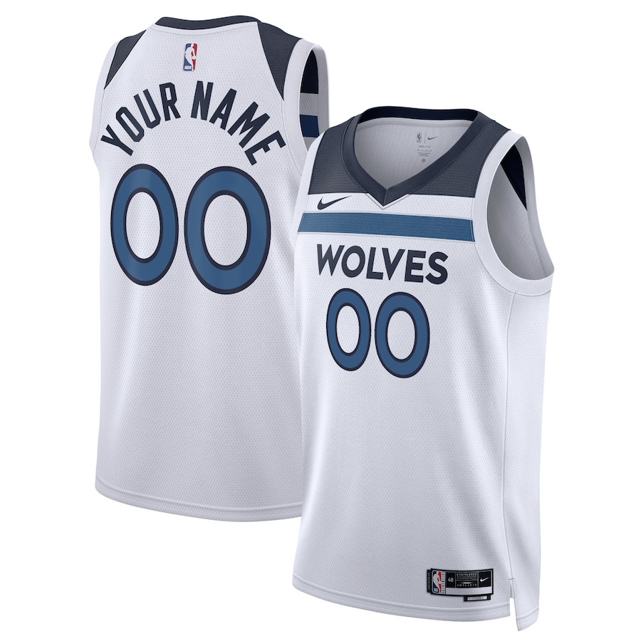 Minnesota Timberwolves 2023/24 Association Swingman Custom Men Jersey - White - JS729 