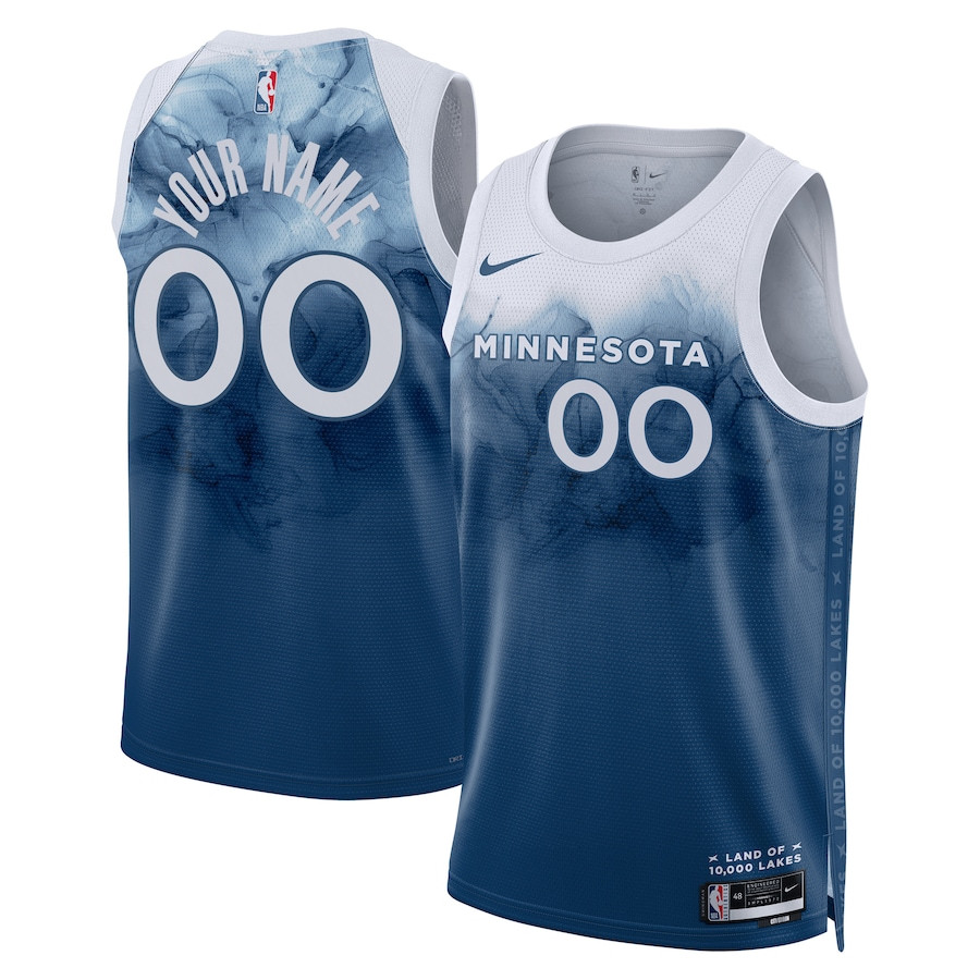 Minnesota Timberwolves 2023/24 City Edition Swingman Custom Jersey - Blue - JS650 