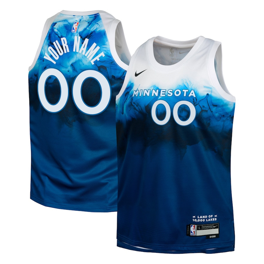 Minnesota Timberwolves 2023/24 City Edition Swingman Custom YOUTH Jersey - Blue - JS708 