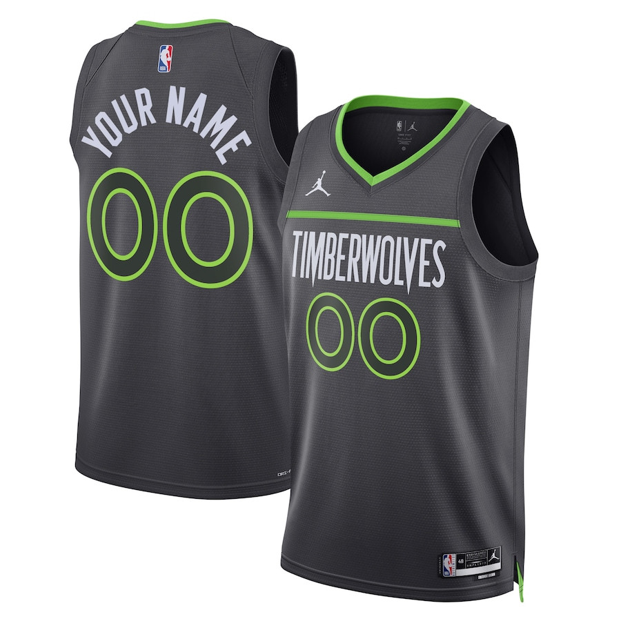 Minnesota Timberwolves 2023/24 Statement Swingman Custom Men Jersey - Gray - JS981 