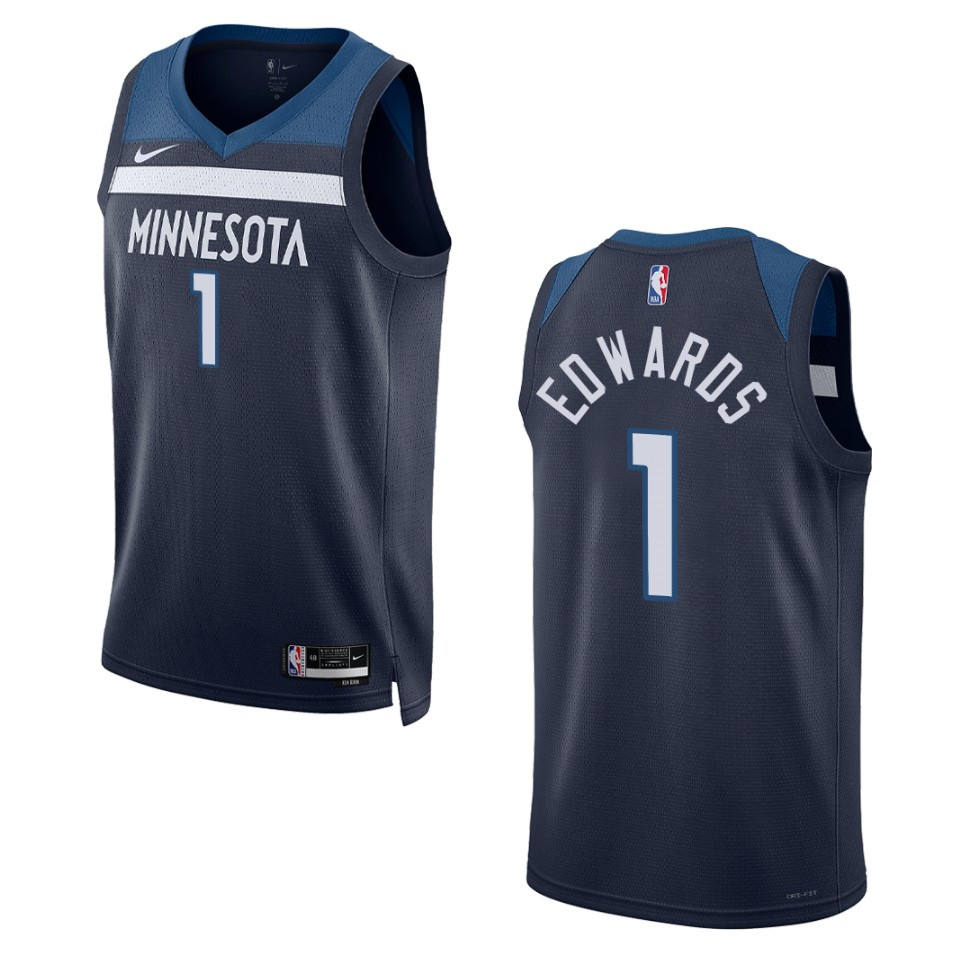 Minnesota Timberwolves Anthony Edwards 2022-23 Icon Edition Navy Swingman Jersey