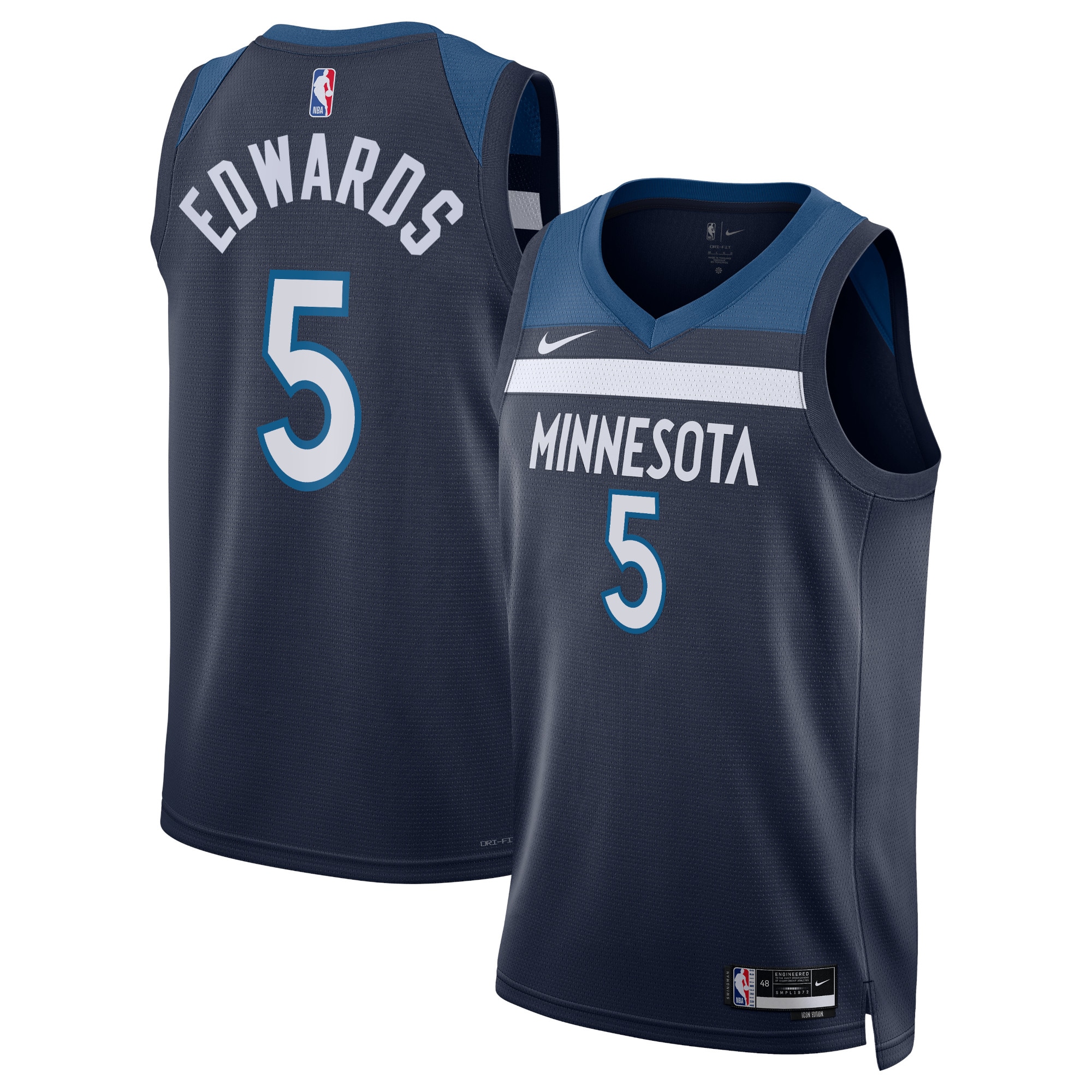 Minnesota Timberwolves Icon Edition Swingman Jersey - Navy - Anthony Edwards - Unisex - JS956 