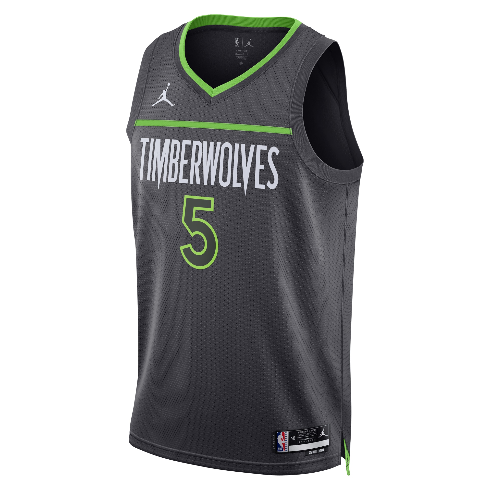Alternative view of Minnesota Timberwolves Jordan Statement Edition Swingman Jersey - Gray - Anthony Edwards - Unisex - JS373 
