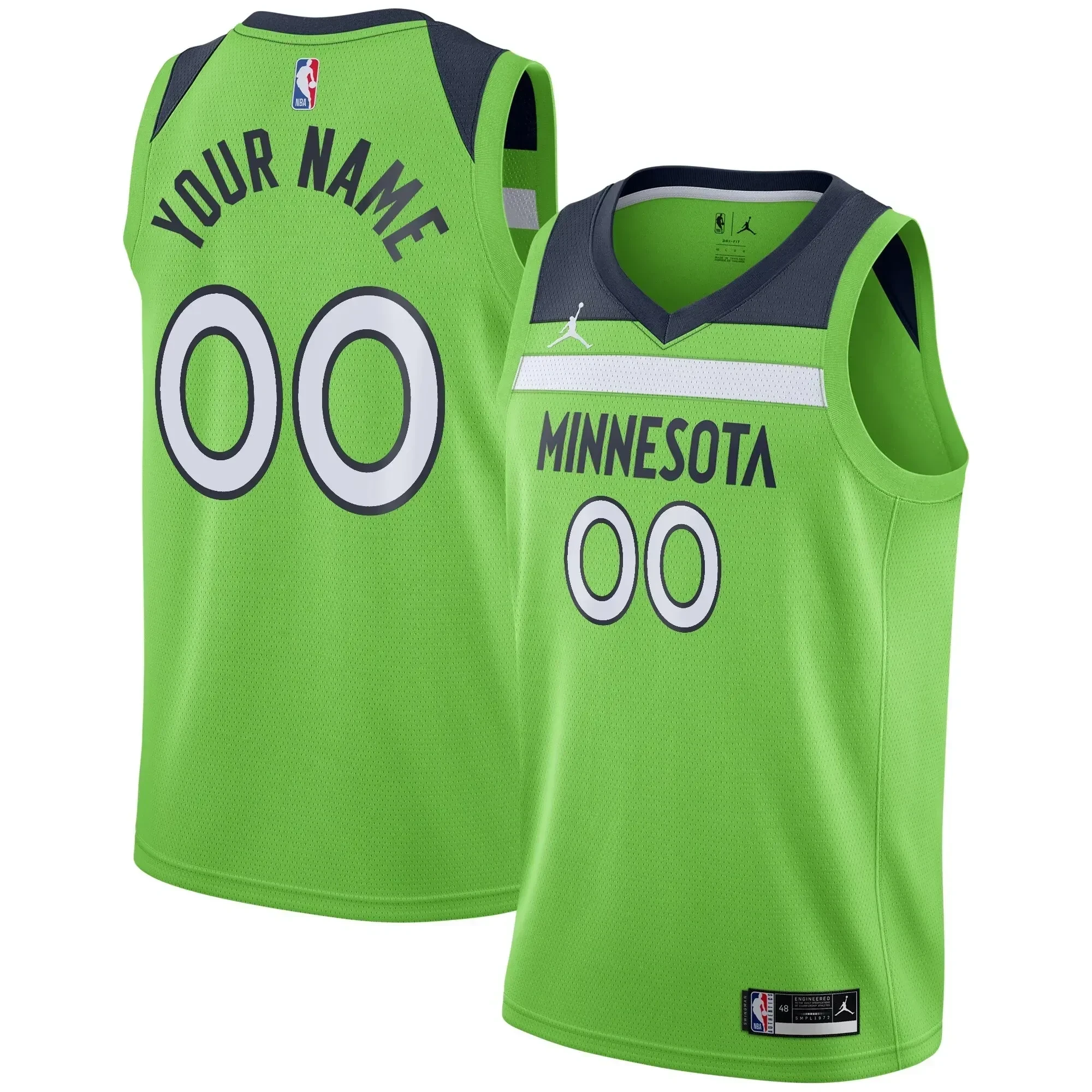 Minnesota Timberwolves Swingman Custom Jersey - Statement Edition - Green - JS593 