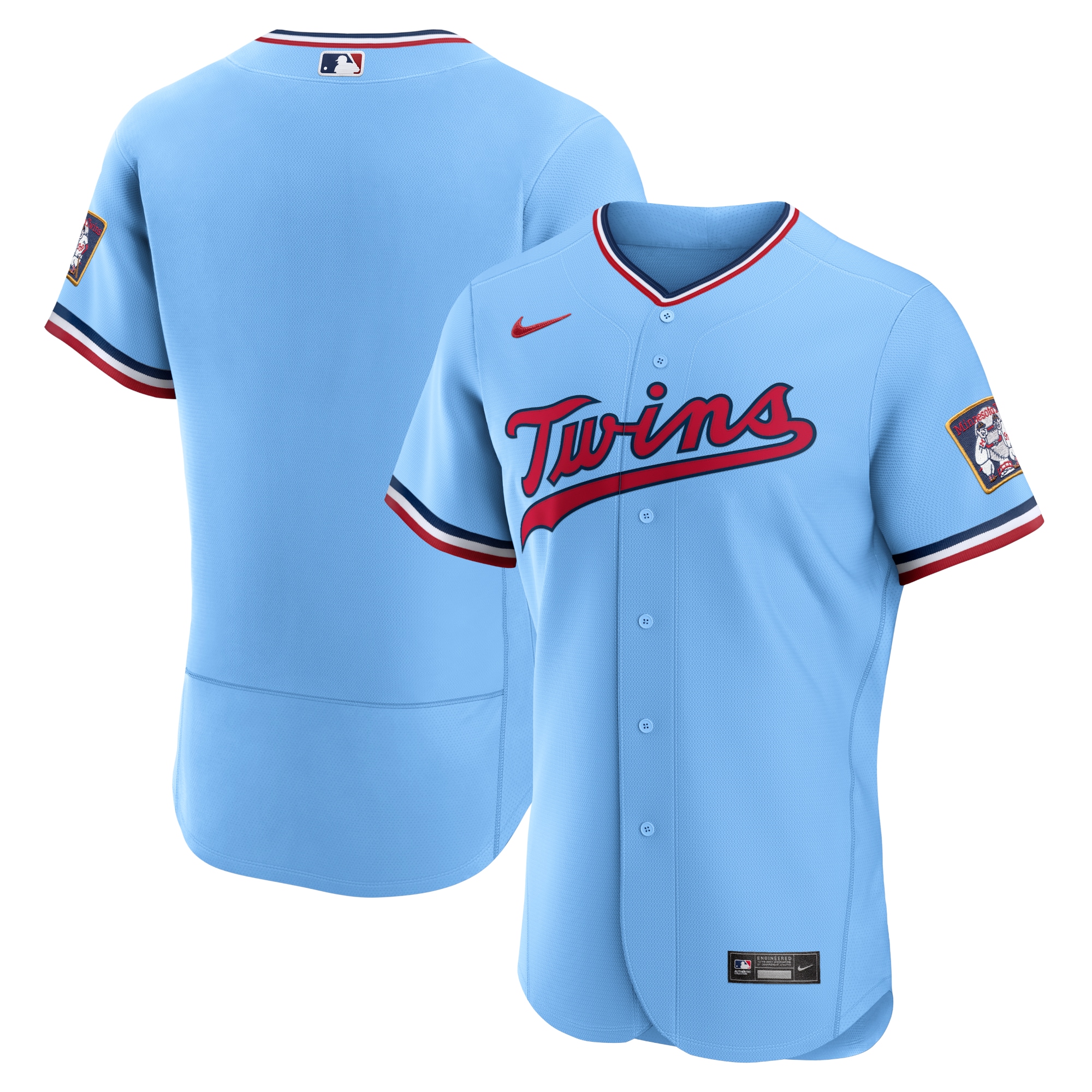 Minnesota Twins Alternate Authentic Team Logo Jersey - Light Blue