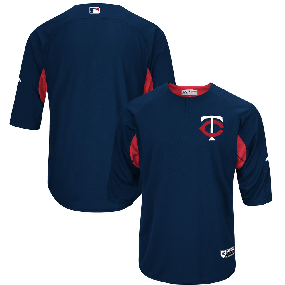Minnesota Twins Majestic Collection On-field 3/4-sleeve Batting Practice Jersey - Navy/red
