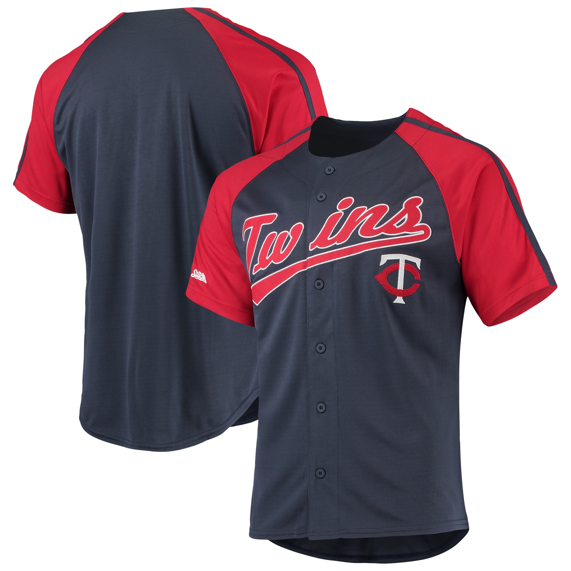 Minnesota Twins Stitches Button-down Raglan Replica Jersey – Navy