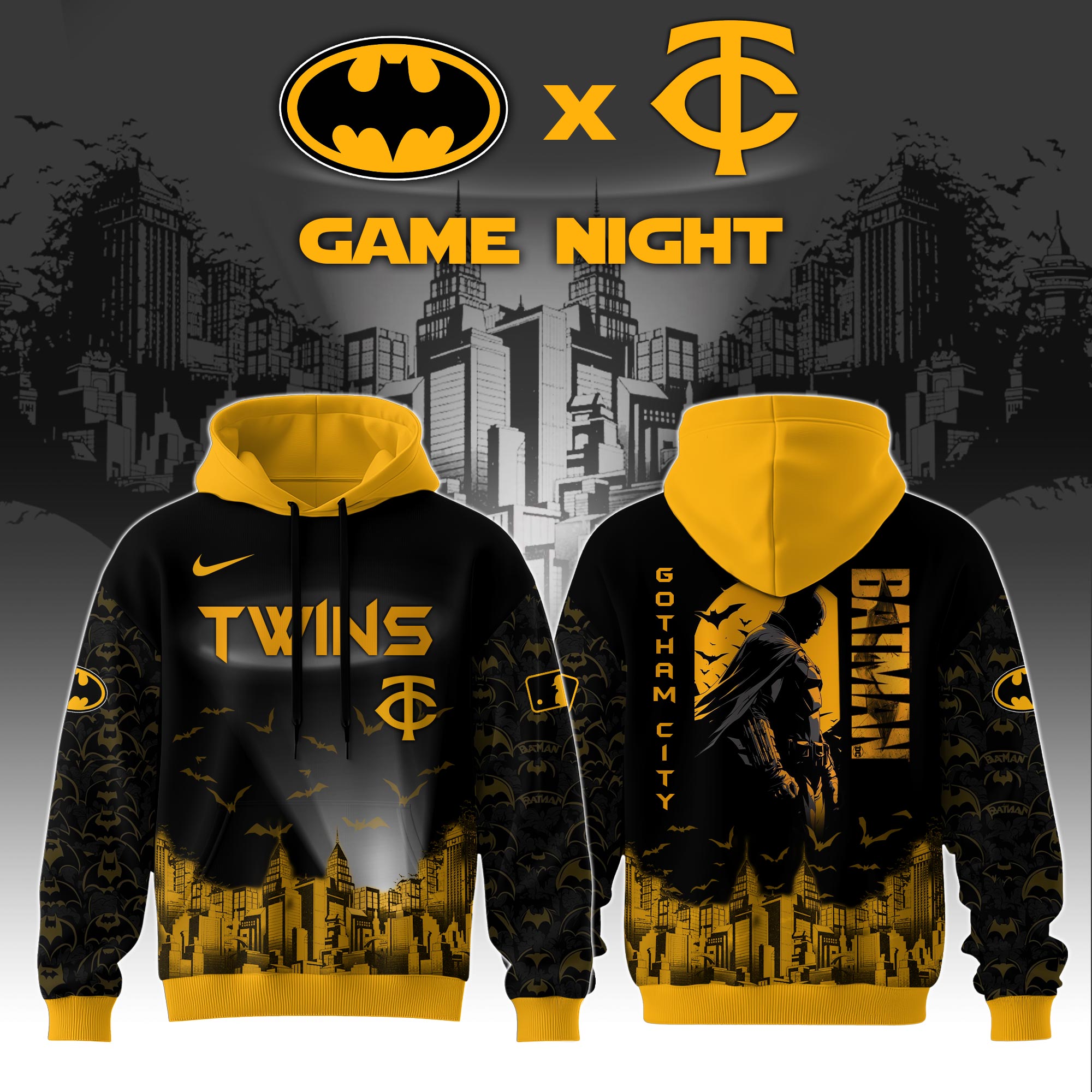 Minnesota Twins X Dc Batman Game Night 3d Custom Hoodie