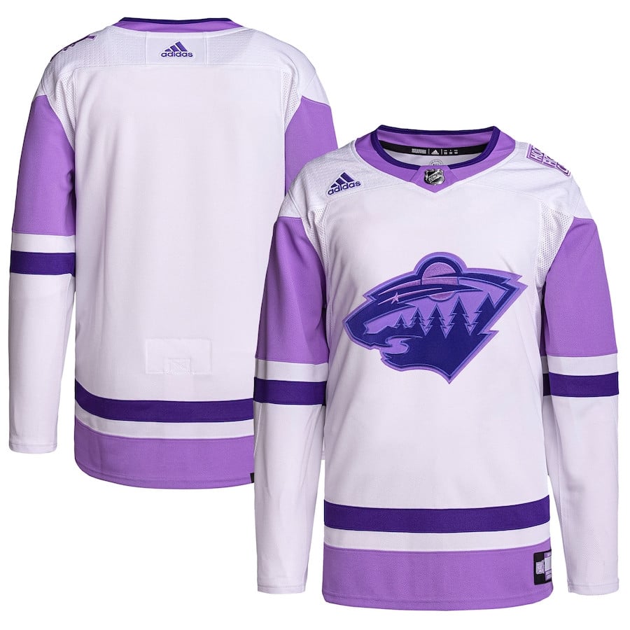 Minnesota Wild Hockey Fights Cancer Primegreen Men Jersey - White/Purple - JS261 