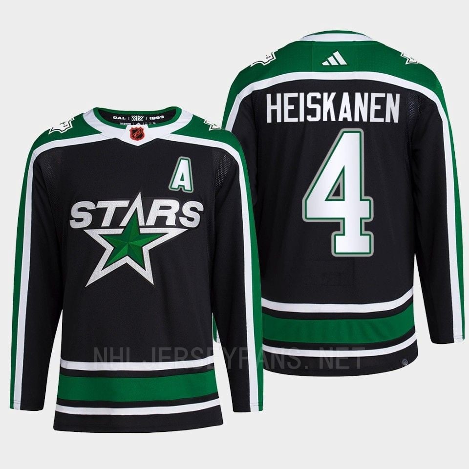 Miro Heiskanen 4 Reverse Retro 2.0 Dallas Stars 2022 Black Jersey Pro Primegreen - JS491 
