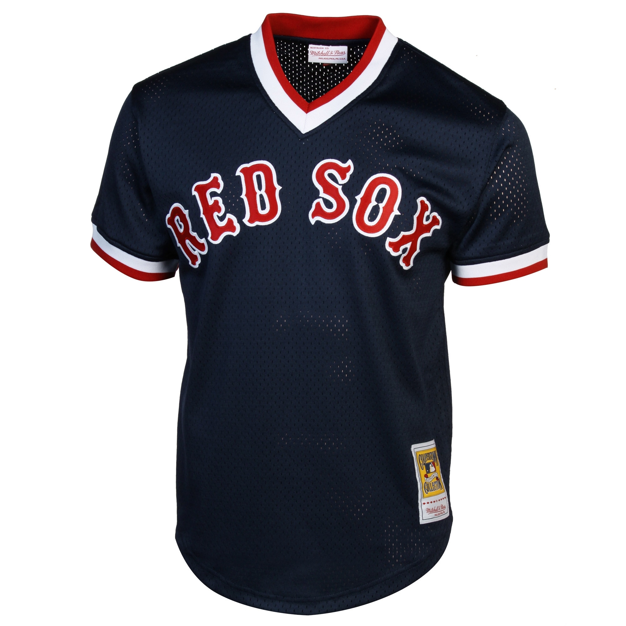 Alternative view of Mitchell & Ness Ted Williams Boston Red Sox 1990 Authentic Cooperstown Collection Batting Practice Jersey - Navy Blue