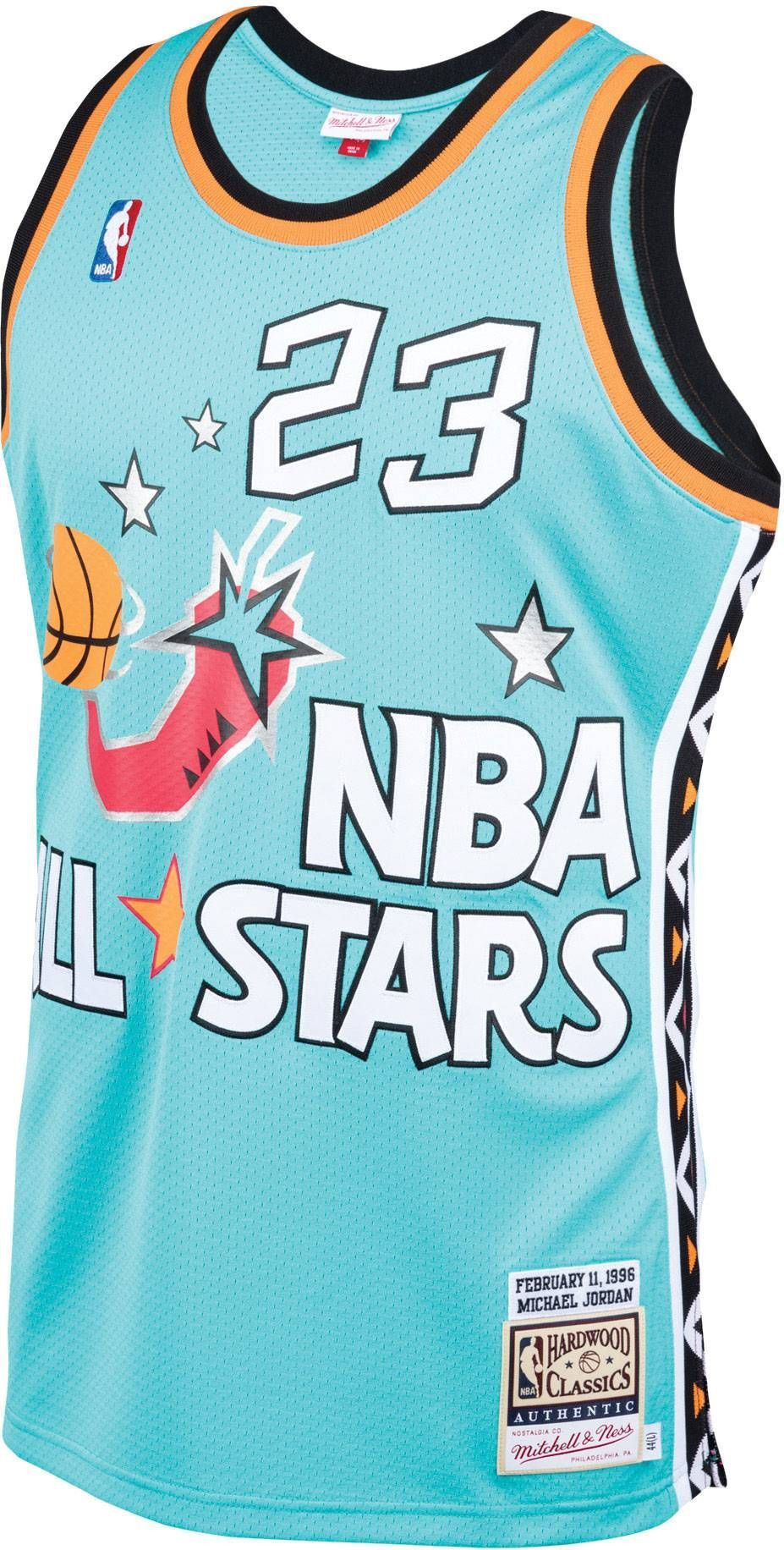 Alternative view of Mitchell & Ness Men's Chicago Bulls All Star Game '96 Michael Jordan 23 Teal Swingman Jersey - JS918 