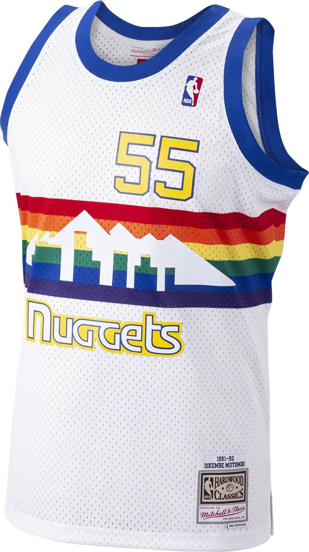 Alternative view of Mitchell & Ness Men's Denver Nuggets Dikembe Mutombo 55 Swingman Jersey - JS597 