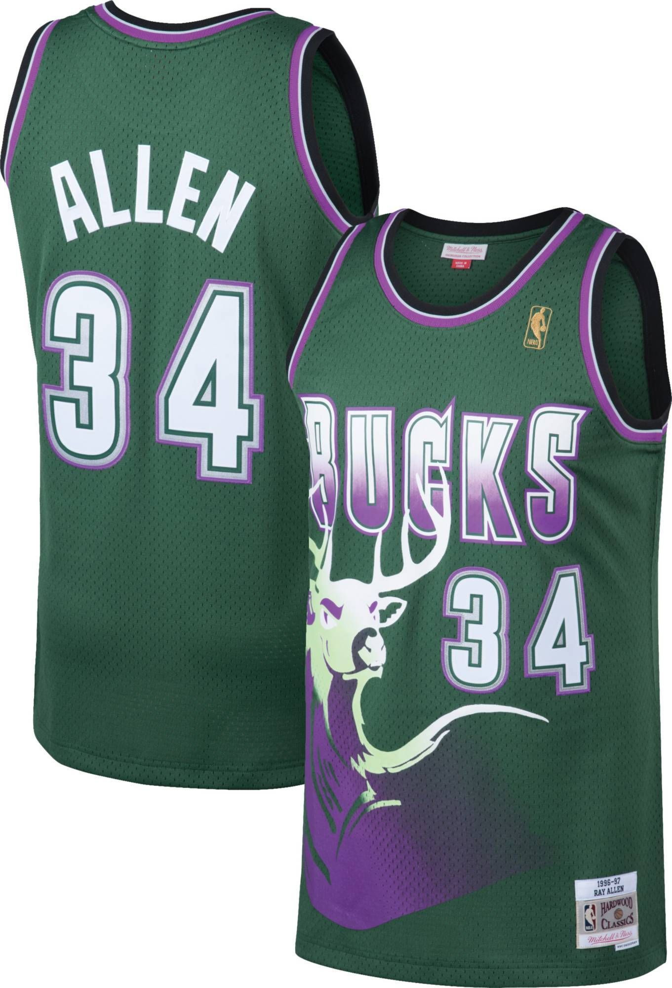 Mitchell & Ness Men's Milwaukee Bucks Ray Allen 34 Swingman Jersey - JS621 