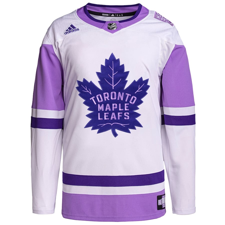 Alternative view of Montreal Canadiens Hockey Fights Cancer Primegreen Custom Men Jersey - White/Purple - JS158 