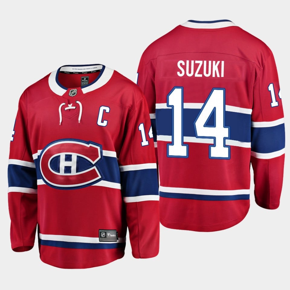 Montreal Canadiens Nick Suzuki 14 2023 Captain Patch Red Jersey Home - JS927 