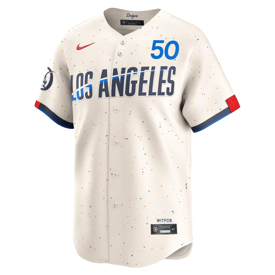 Alternative view of Mookie Betts 50 Los Angeles Dodgers 2024 City Connect Limited Men Jersey - Cream 