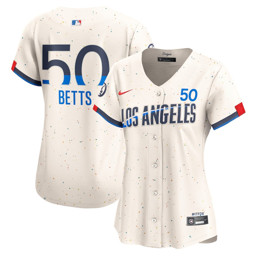 Mookie Betts 50 Los Angeles Dodgers 2024 City Connect Limited Women Jersey - Cream 