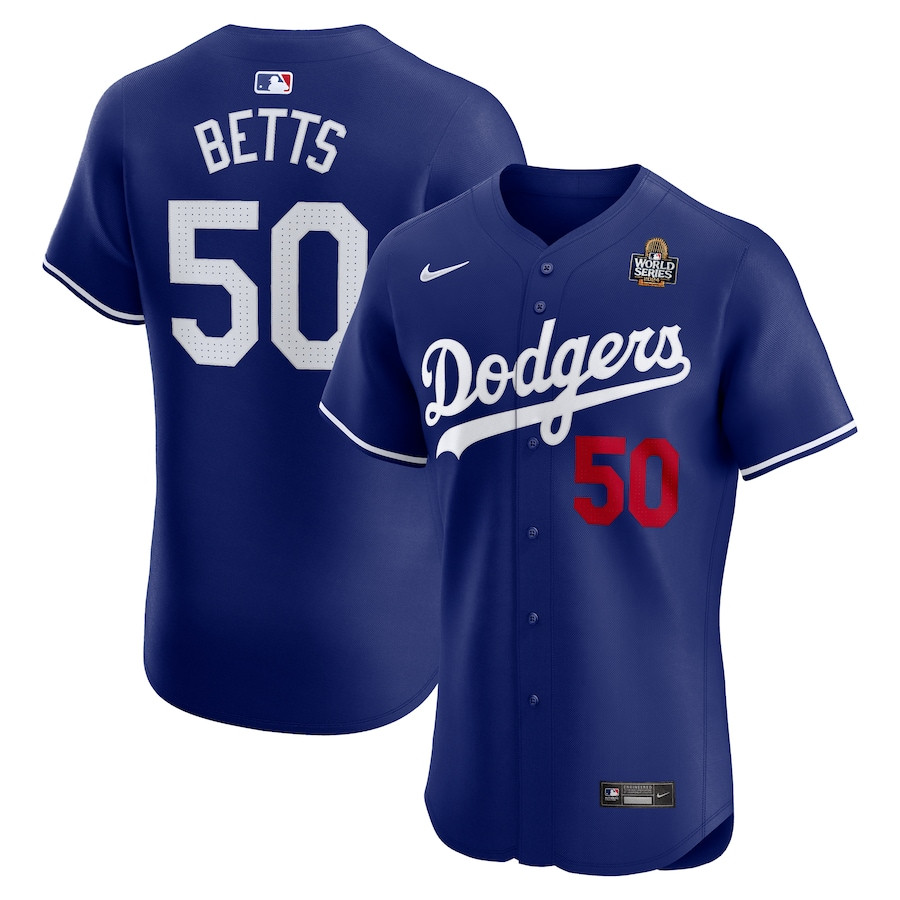 Mookie Betts 50 Los Angeles Dodgers 2024 World Series Alternate Elite Player Men Jersey - Royal 