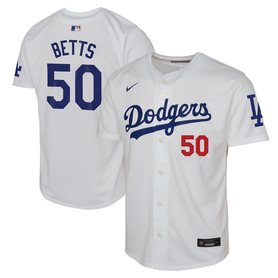 Mookie Betts 50 Los Angeles Dodgers Home Limited Player YOUTH Jersey - White 