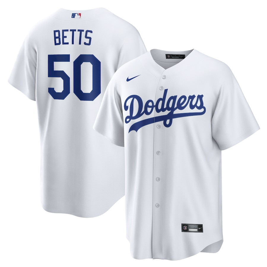Mookie Betts 50 Los Angeles Dodgers Home Men Jersey - White 