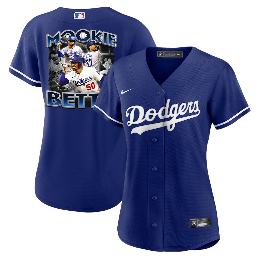 Mookie Betts 50 Los Angeles Dodgers Posture 2023 Alternate Player Women Jersey - Royal 