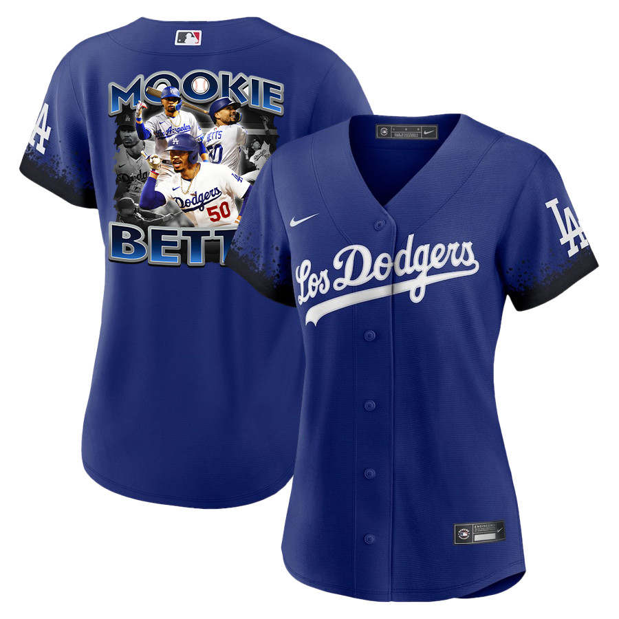 Mookie Betts 50 Los Angeles Dodgers Posture 2023 City Connect Player Women Jersey - Royal 