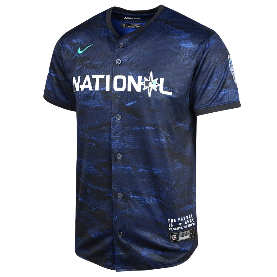 Alternative view of Mookie Betts 50 Los Angeles Dodgers Signed Cartoon 2023 All-Star Game Limited Player YOUTH Jersey - Royal 