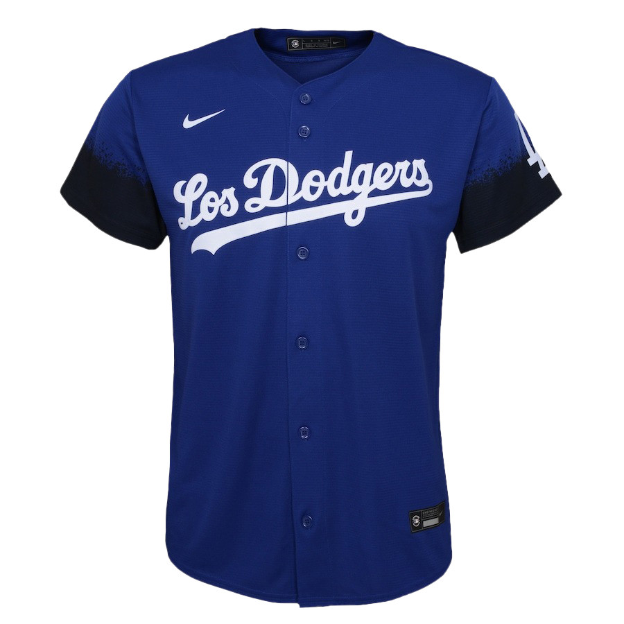 Alternative view of Mookie Betts 50 Los Angeles Dodgers Stadium 2023 City Connect Player YOUTH Jersey - Royal 
