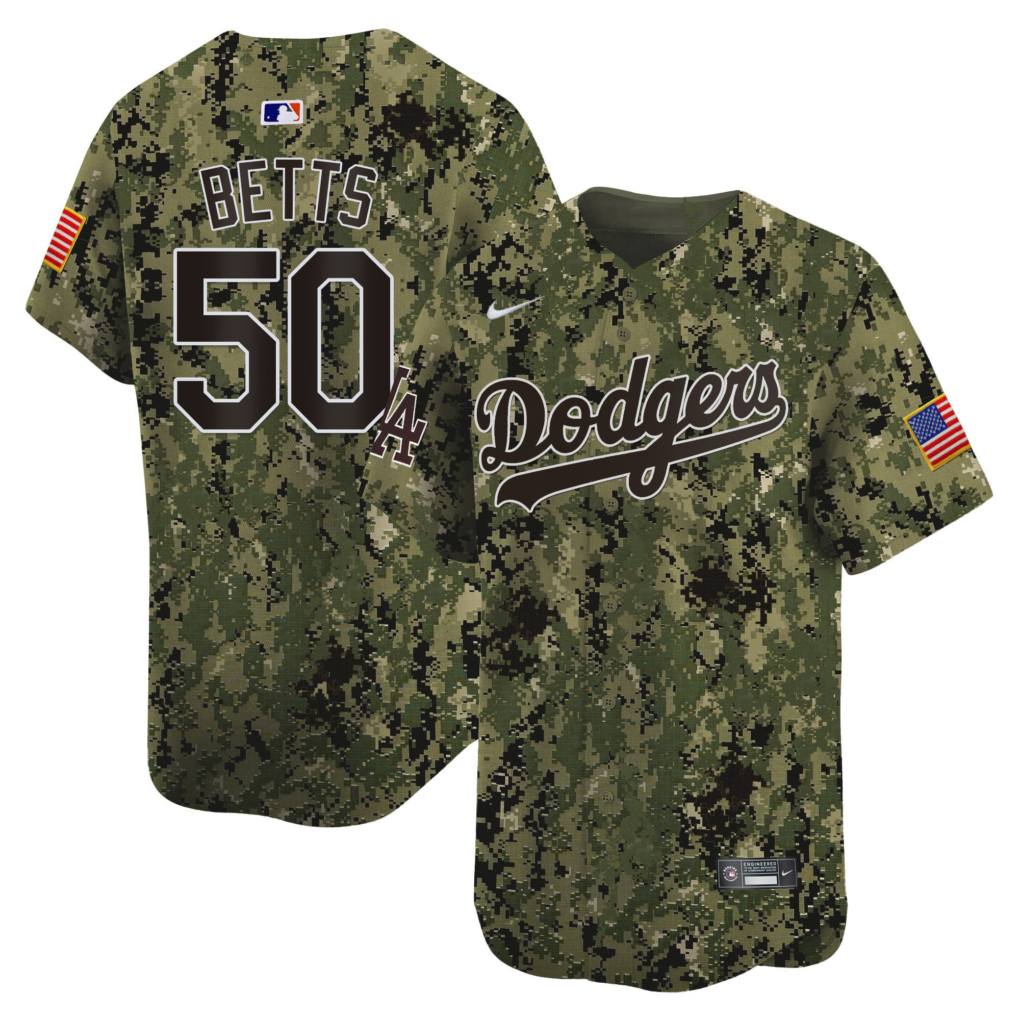 Mookie Betts 50 Los Angeles Dodgers USMC Alternate Limited Men Jersey - Woodland 