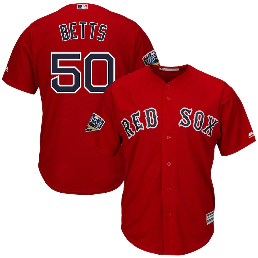 Mookie Betts Boston Red Sox Majestic 2018 World Series Cool Base Player Jersey – Scarlet