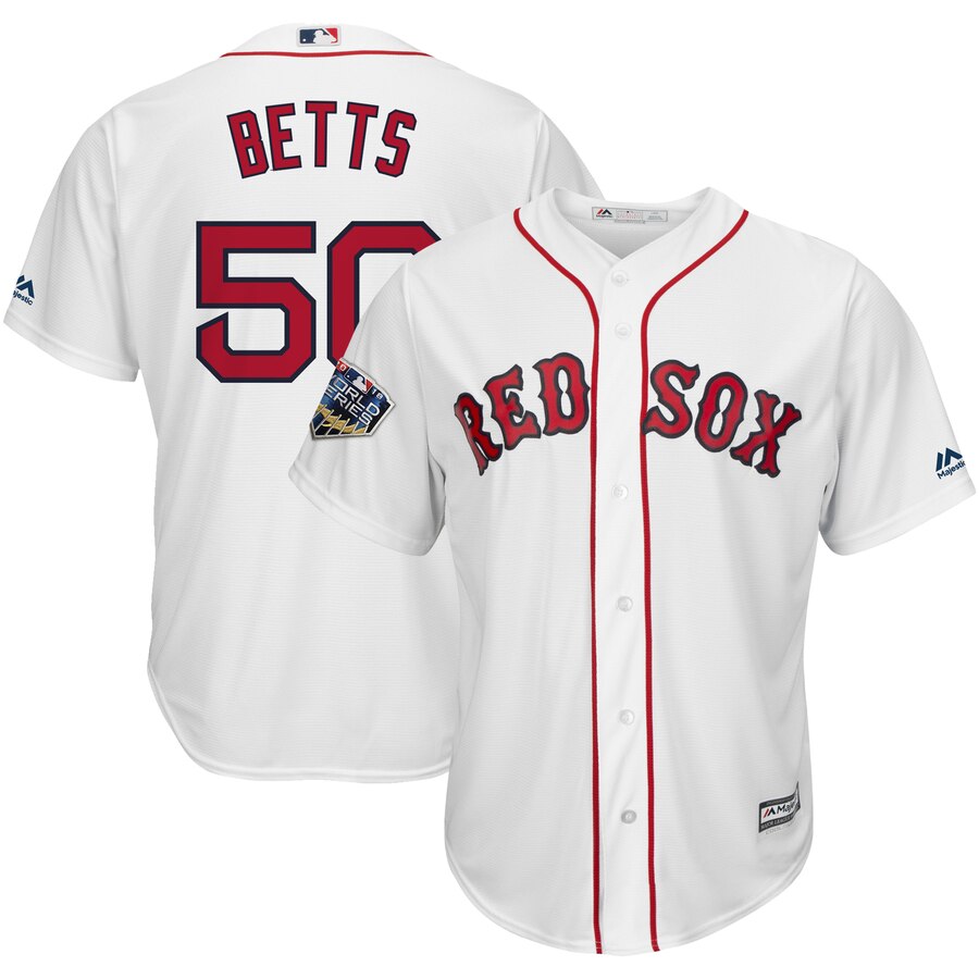 Mookie Betts Boston Red Sox Majestic 2018 World Series Cool Base Player Jersey – White