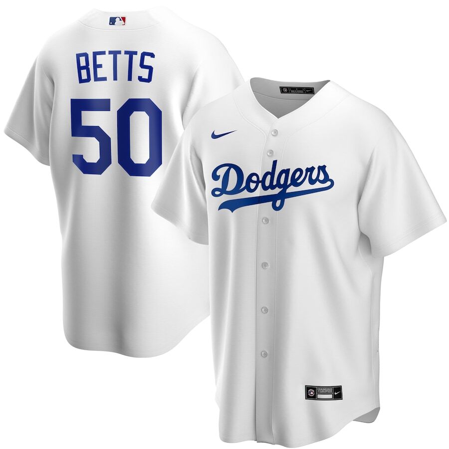 Mookie Betts Los Angeles Dodgers 2020 Home Official Replica Player Jersey - White