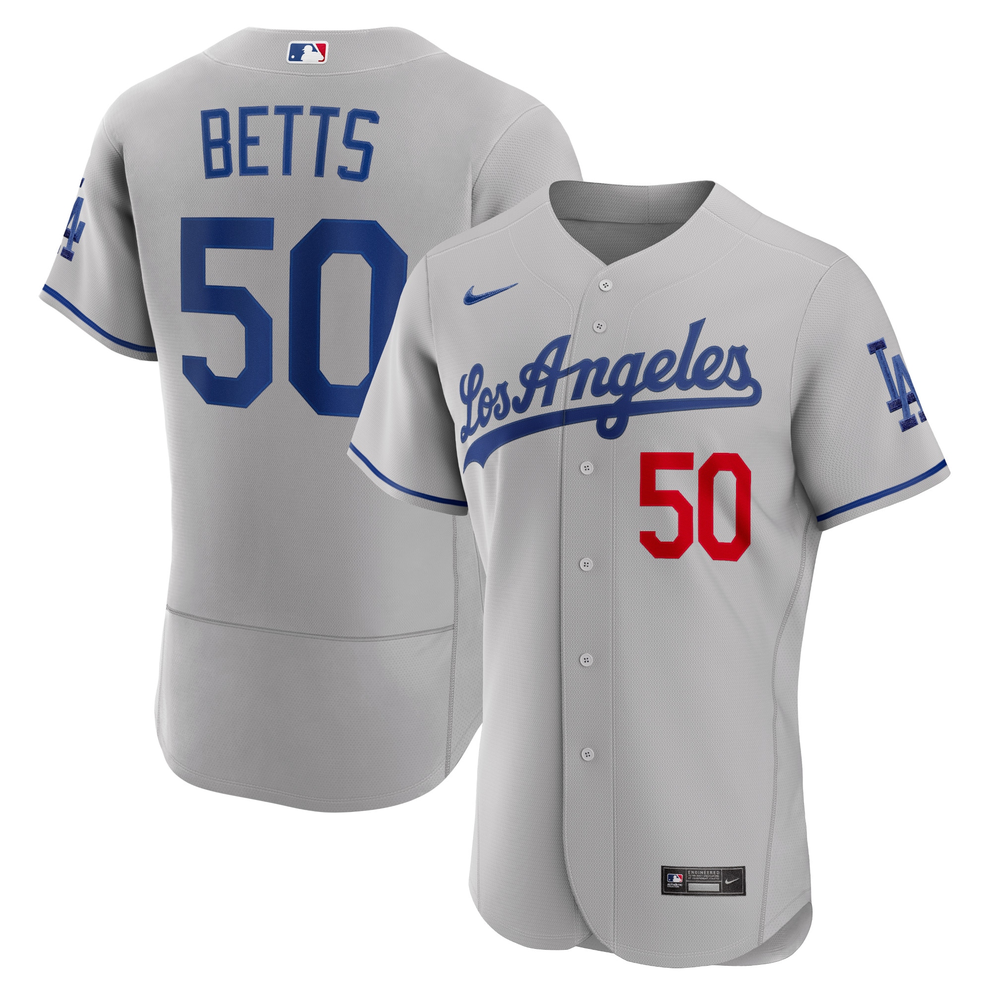Mookie Betts Los Angeles Dodgers Away Authentic Player Jersey - Gray