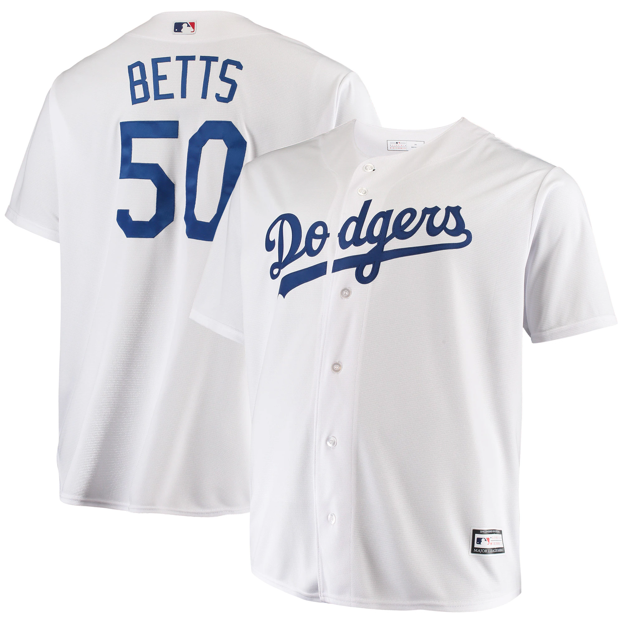 Alternative view of Mookie Betts Los Angeles Dodgers Big & Tall Replica Player Jersey – White