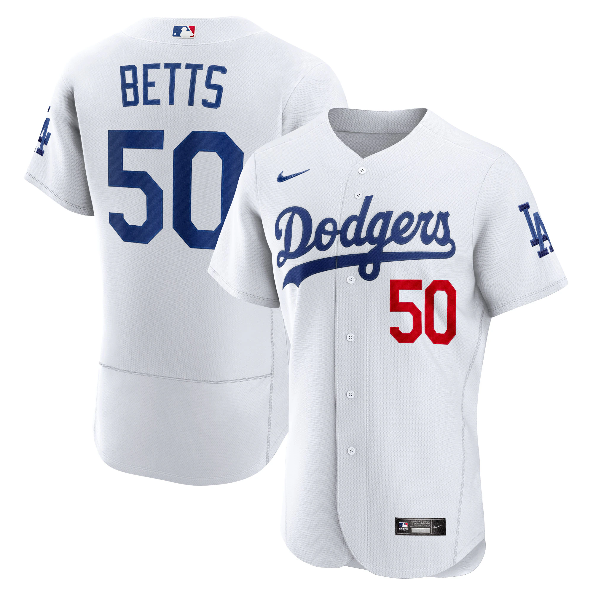 Mookie Betts Los Angeles Dodgers Home Authentic Player Jersey – White