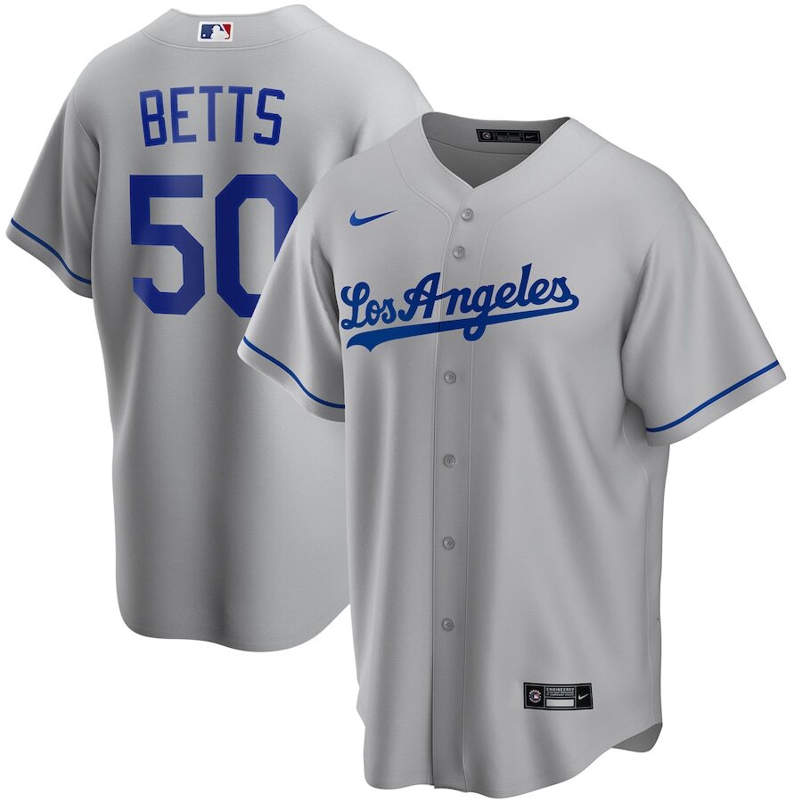Mookie Betts Los Angeles Dodgers Road 2020 Replica Player Jersey - Gray