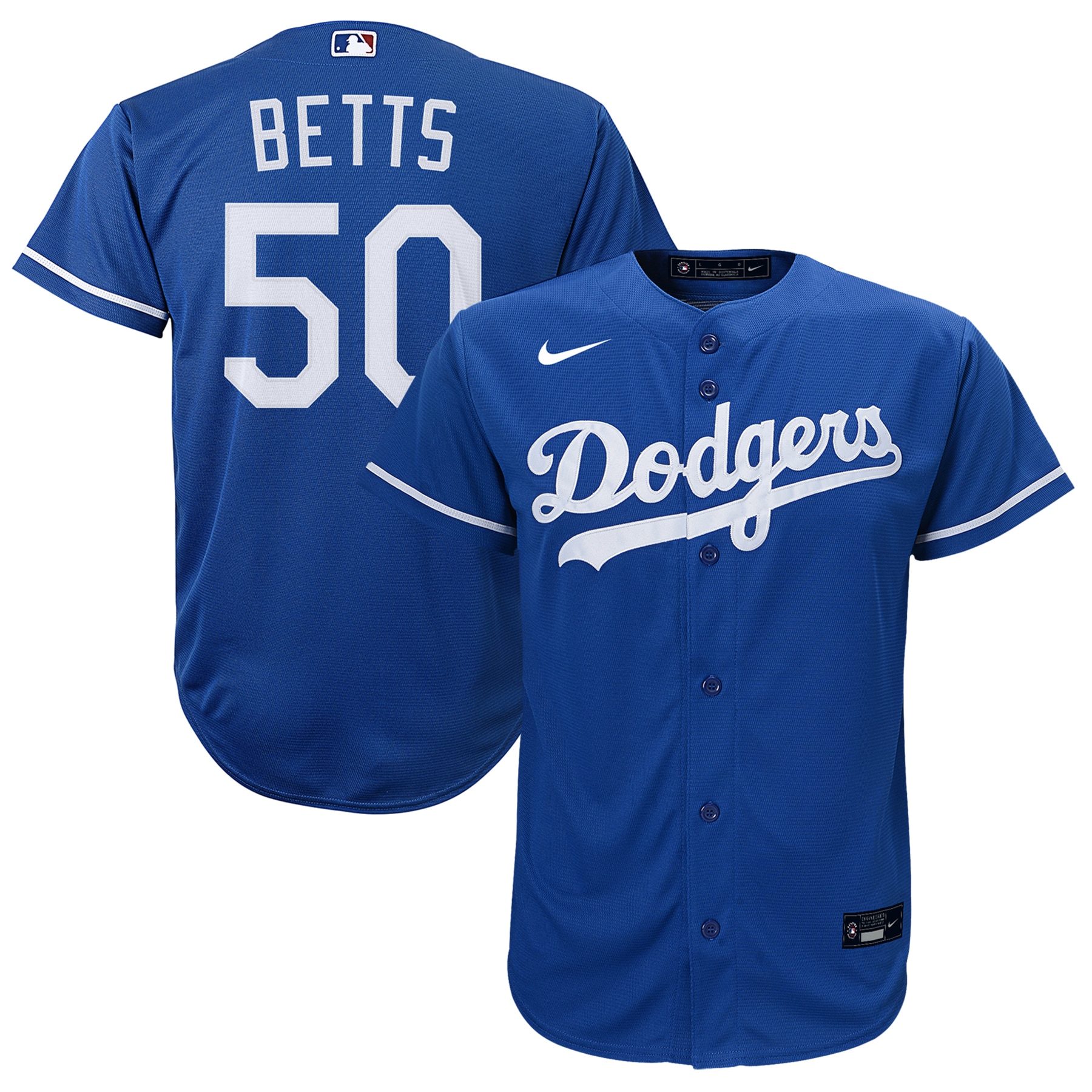Alternative view of Mookie Betts Los Angeles Dodgers Youth Alternate Replica Player Jersey - Royal
