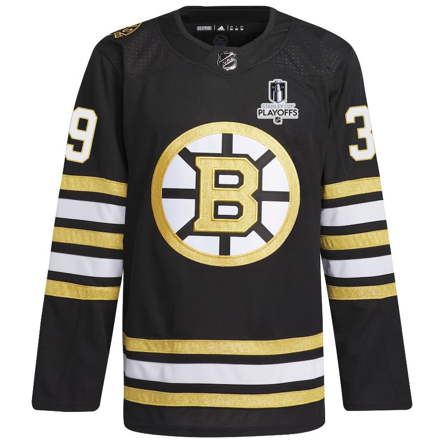 Alternative view of Morgan Geekie 39 Boston Bruins 2024 NHL Playoffs Patch Home Jersey - Men, Black - JS833 