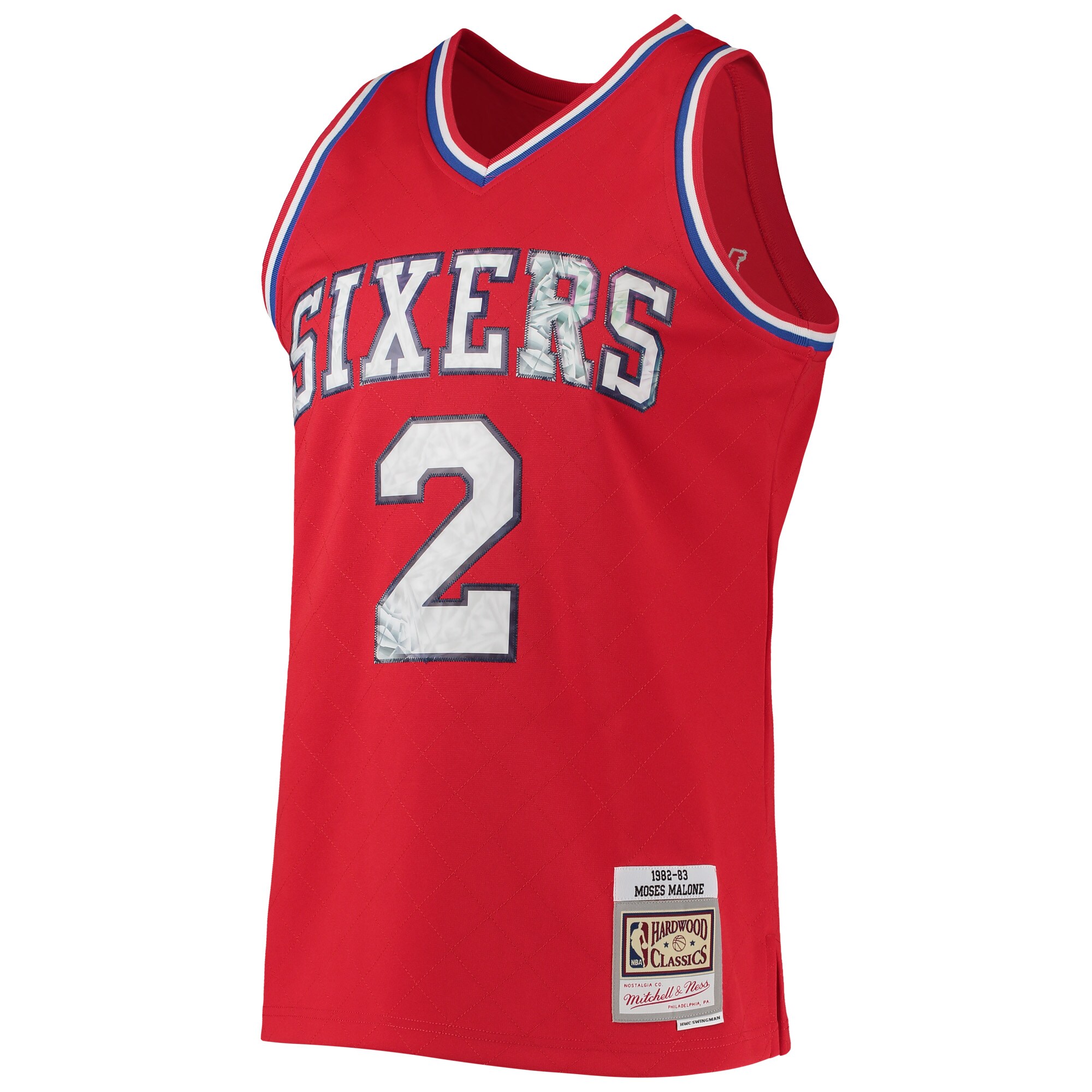 Alternative view of Moses Malone Philadelphia 76ers Mitchell & Ness 1982/83 Hardwood Classics Nba 75th Anniversary Diamond Swingman Jersey - Red