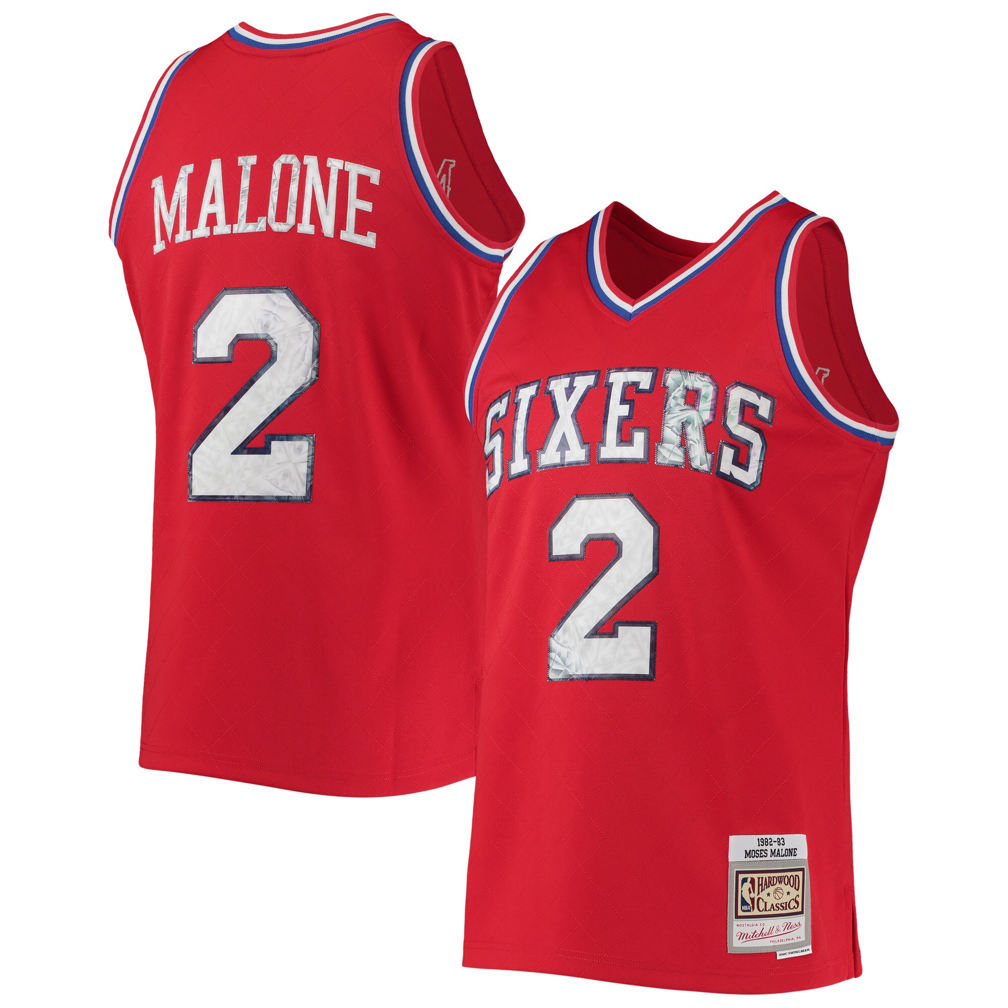 Moses Malone Philadelphia 76ers Mitchell & Ness 1996-97 Hardwood Classics Nba 75th Anniversary Diamond Swingman Jersey - Red