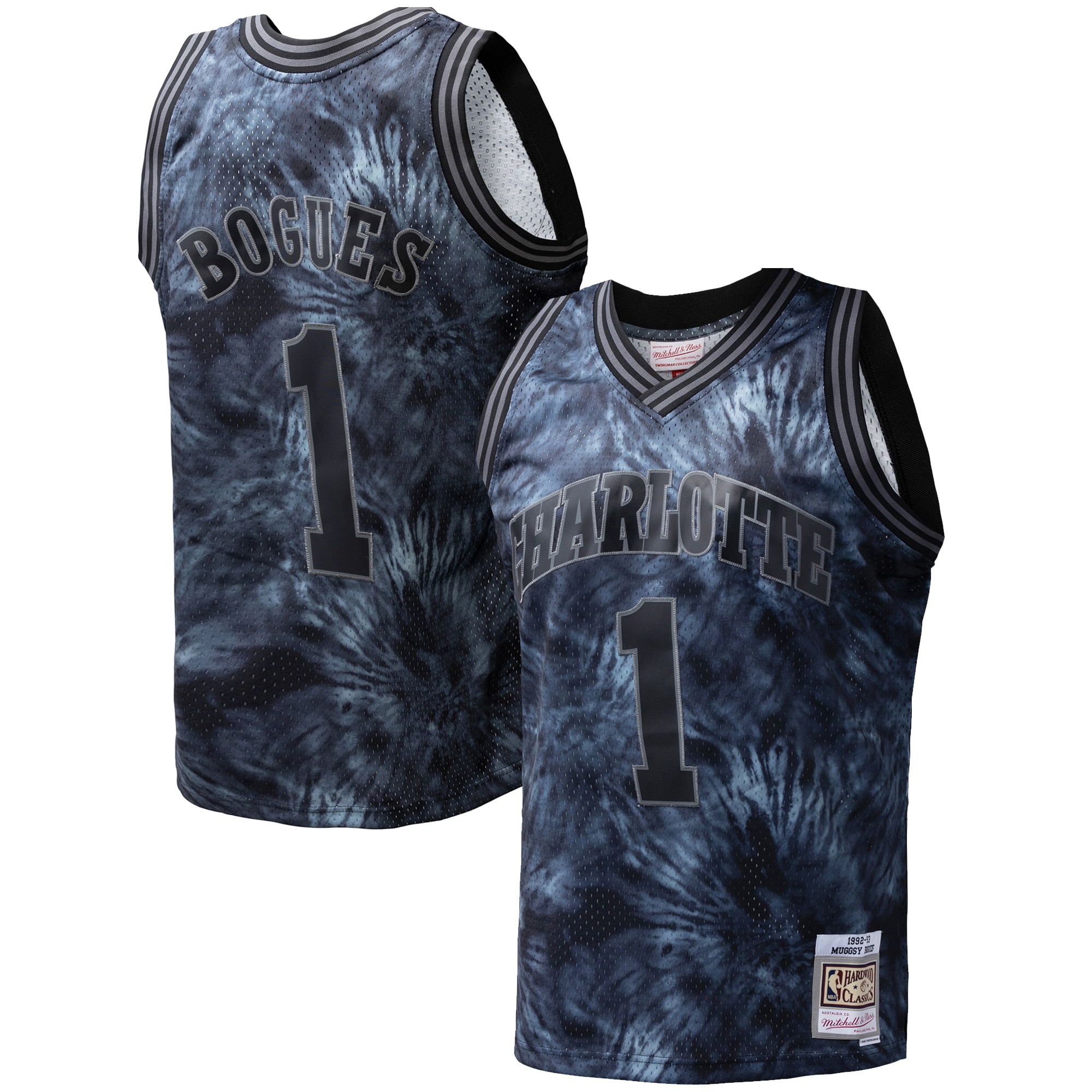 Muggsy Bogues Charlotte Hornets Mitchell & Ness Hardwood Classics 1992/93 Tie-dye Swingman Jersey - Black