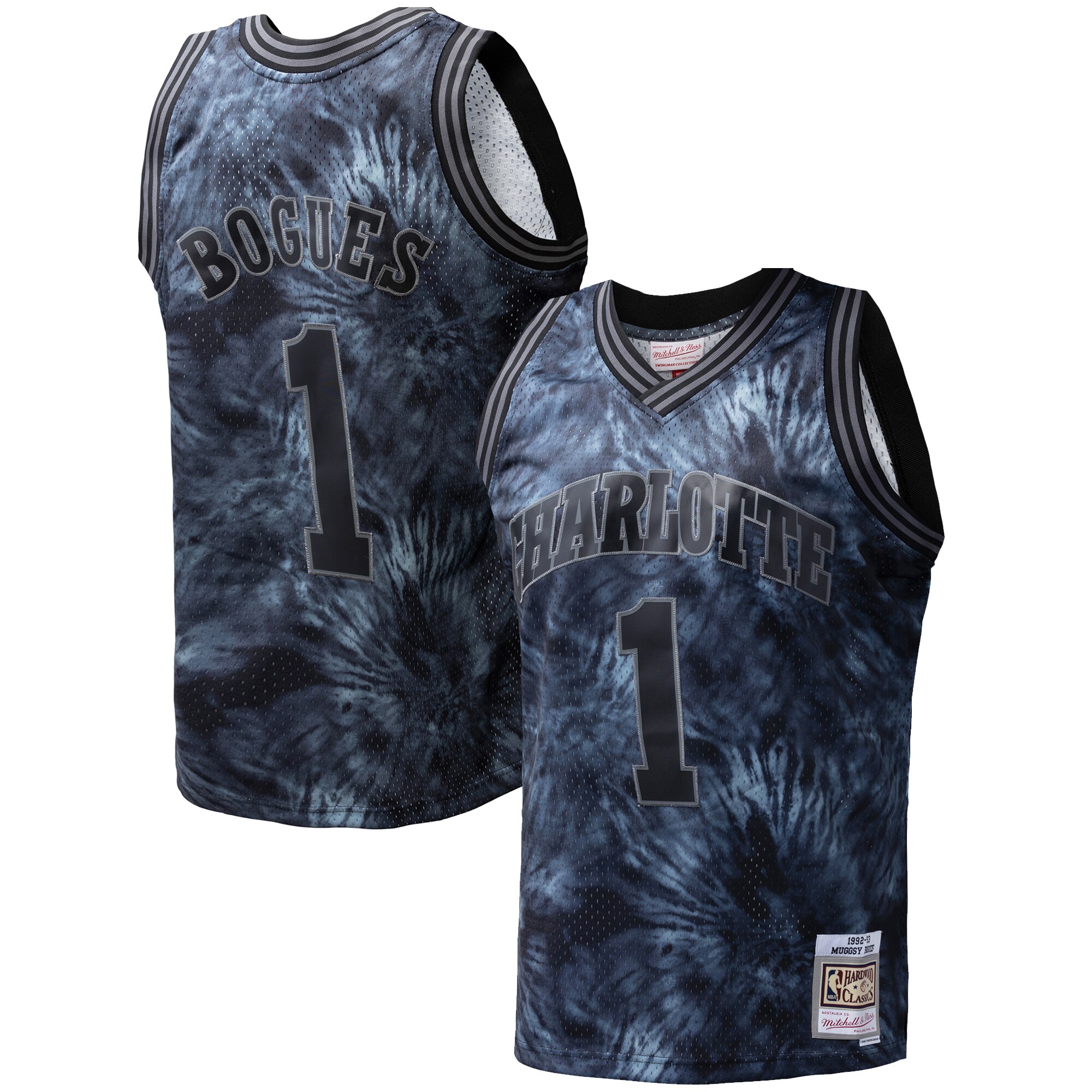 Alternative view of Muggsy Bogues Charlotte Hornets Mitchell & Ness Hardwood Classics 1992/93 Tie-dye Swingman Jersey - Black