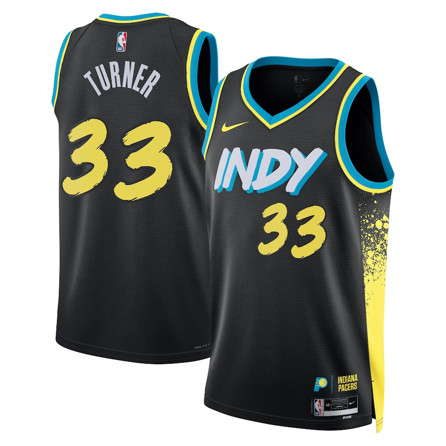Myles Turner 33 Indiana Pacers 2023/24 City Edition Swingman Jersey - Black - JS490 